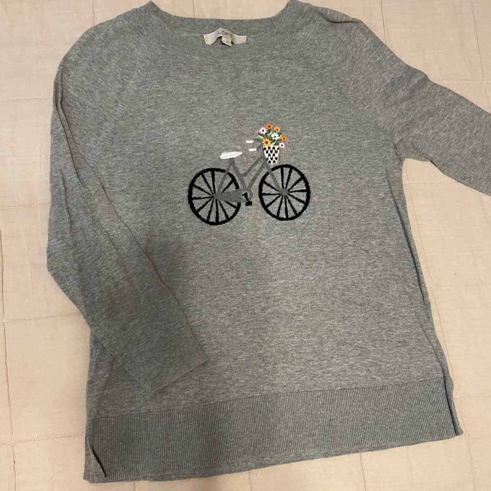 LOFT Women’s Flowered Bicycle Sweater, Size M